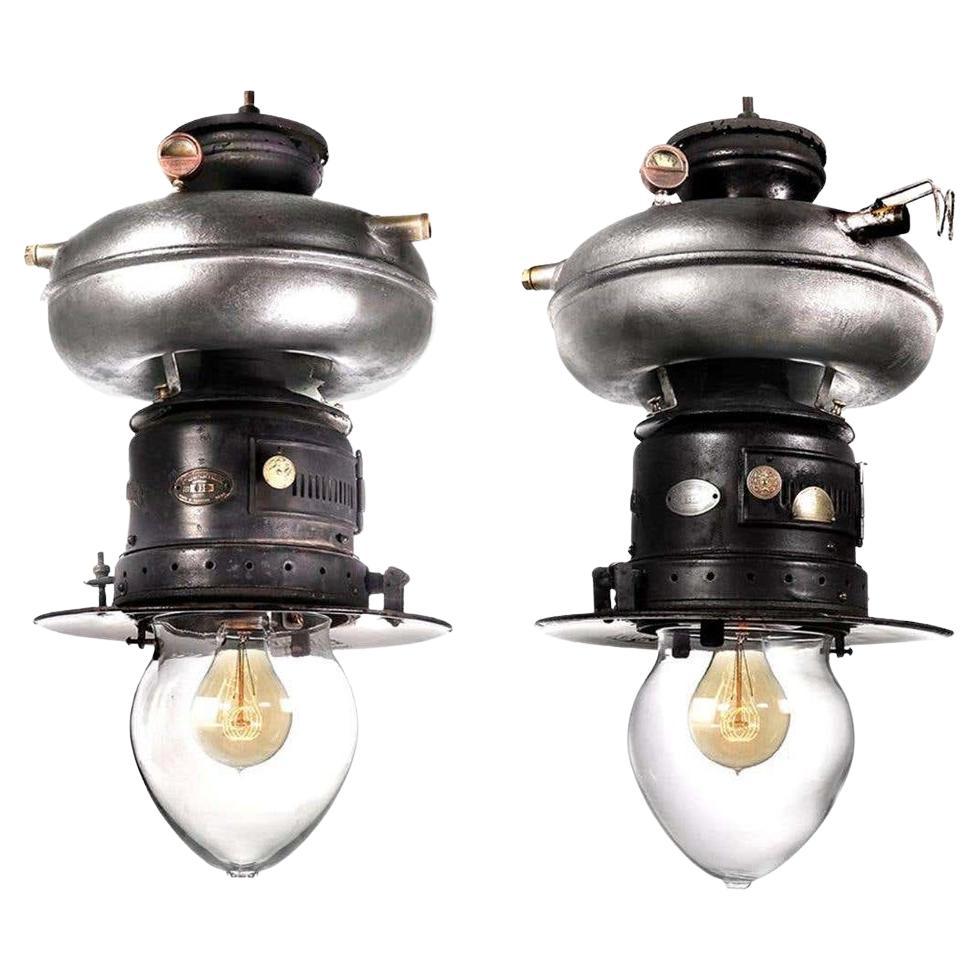 Pair of Petromax Donut Tank Lamps