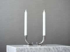 Pair of Pewter Art Deco Candlesticks by GAB Guldsmedsaktiebolaget, Sweden, 1940s