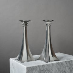 Paire de chandeliers Art déco en étain par Just Andersen, Danemark, années 1920