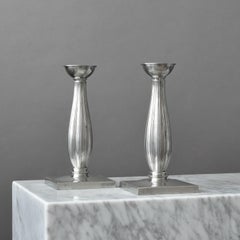 Paar Art-Déco-Kerzenständer aus Zinn von Just Andersen, Dänemark, 1930er Jahre