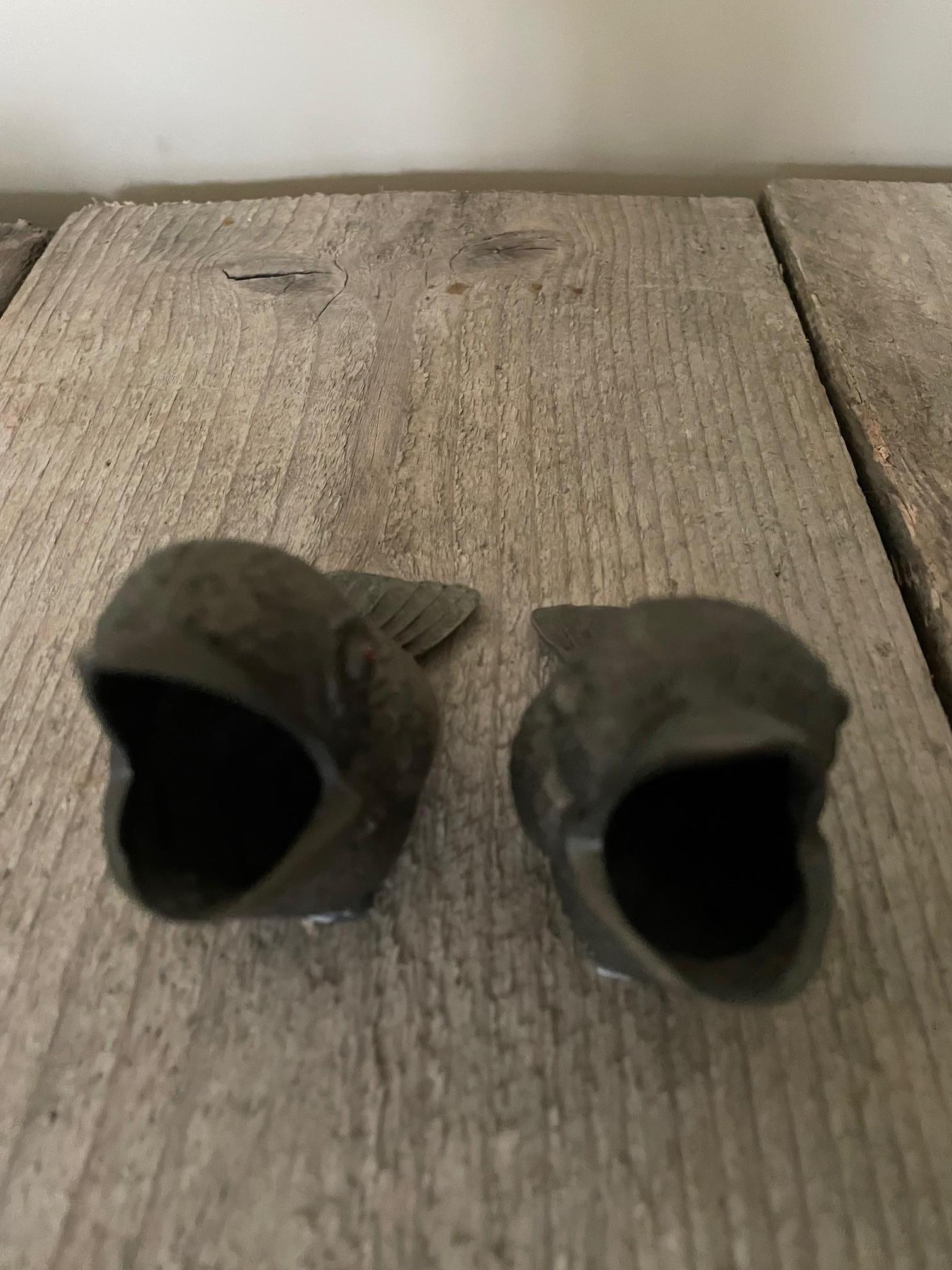 Italian Pair of pewter bird ashtrays For Sale
