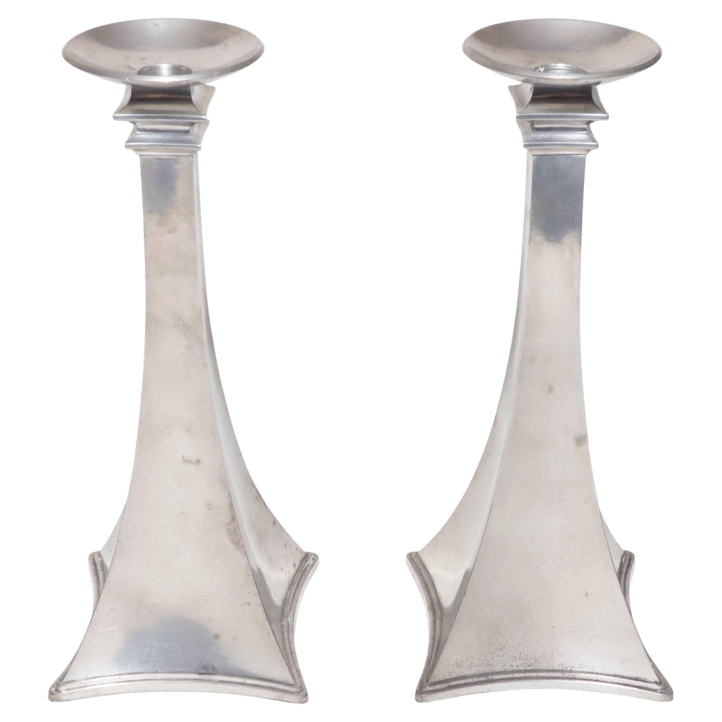 Pair of Pewter Candlestick by Just Andersen, circa 1920 For Sale