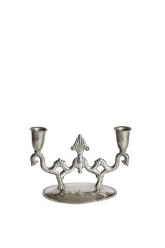 Pair of Pewter Candlesticks by EMTI, Svenskt Tenn, Sweden, 1930s