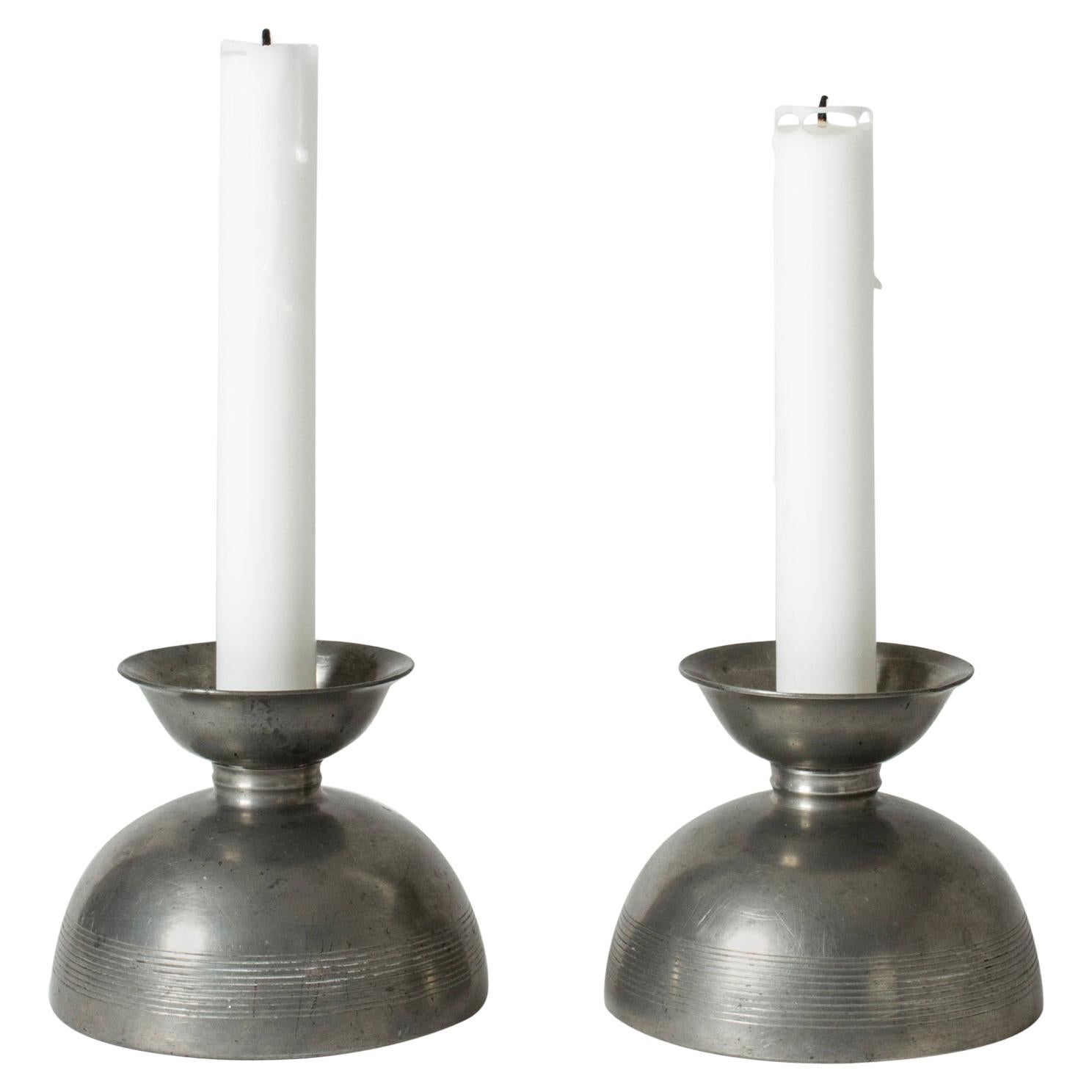 Pair of Pewter Candlesticks by Nils Fougstedt For Sale at 1stdibs