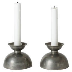 Pair of Pewter Candlesticks by Nils Fougstedt