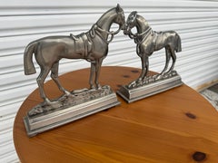 Pair of Pewter Stallion and Mare Bookends