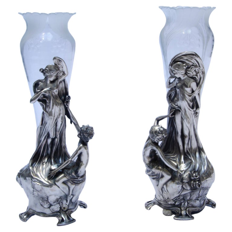 Pair of Pewter Vases "Model 185" by WMF For Sale at 1stDibs