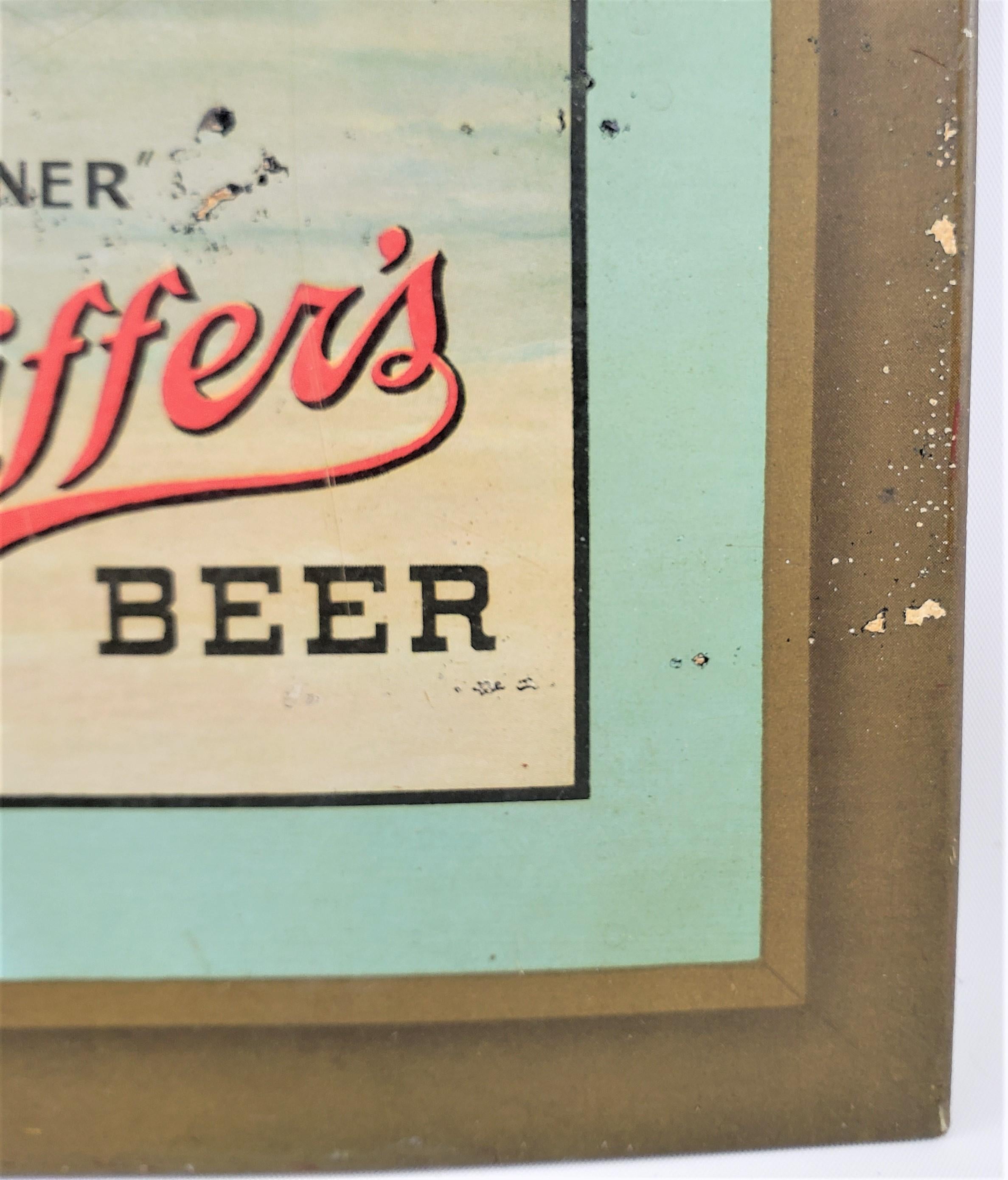 Metal Pair of Pfeiffer's Beer Advertising Wall Hangings with a Horse Racing Theme For Sale