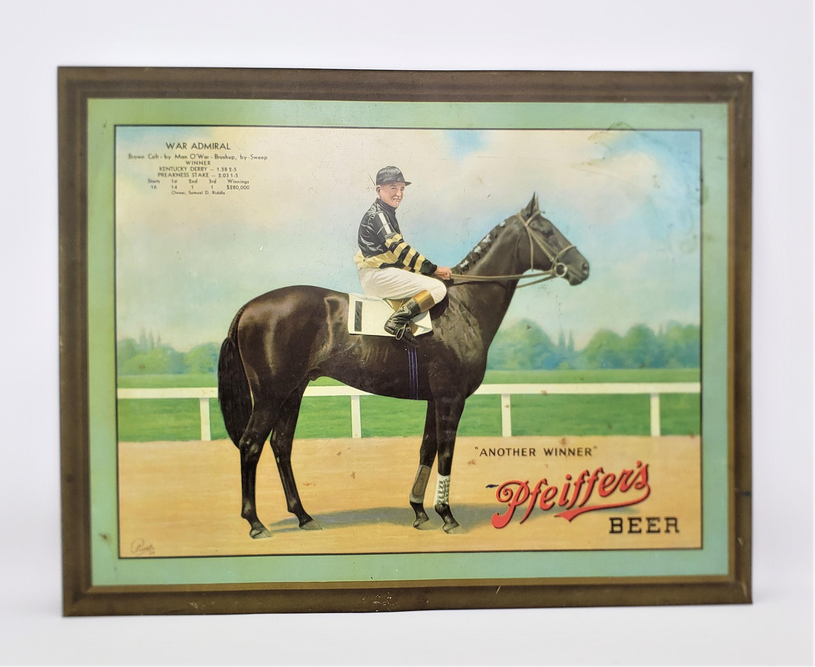 Ein Paar Pfeiffers-Bier-Werbe-Wandbehangs mit Pferderennen-Thema (Moderne der Mitte des Jahrhunderts) im Angebot