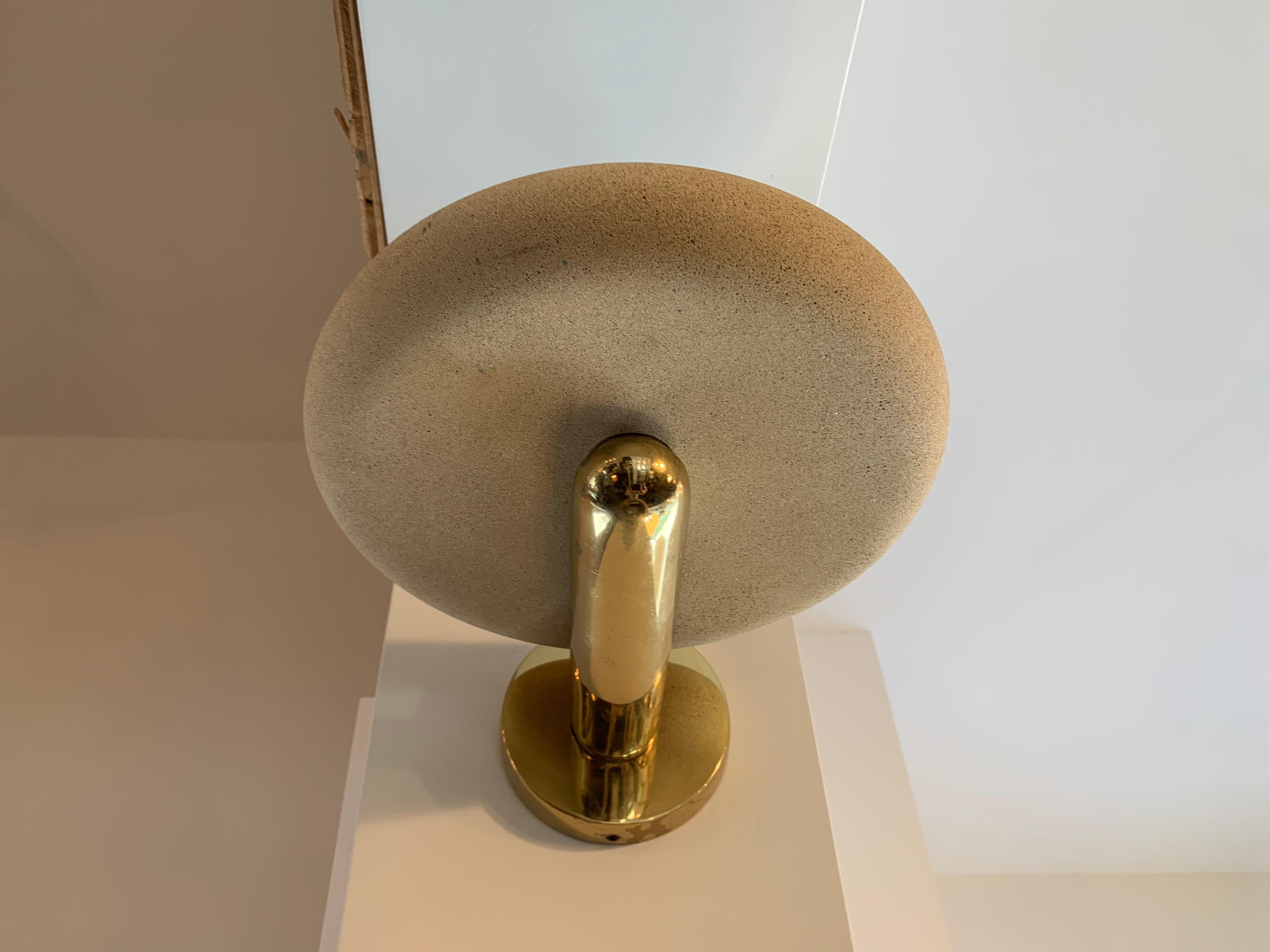 Post-Modern Pair of Pfister Natural Sandstone and Brass Sconce Uplights For Sale