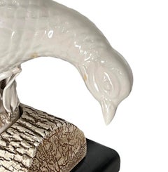 Pair of Pheasant White Porcelain Lamps