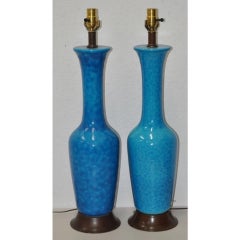 Pair of Phil Mar Glazed Pottery Table Lamps, circa 1950s