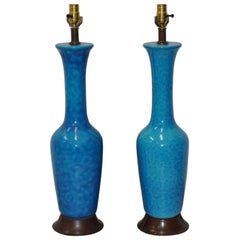 Vintage Pair of Phil Mar Glazed Pottery Table Lamps, circa 1950s