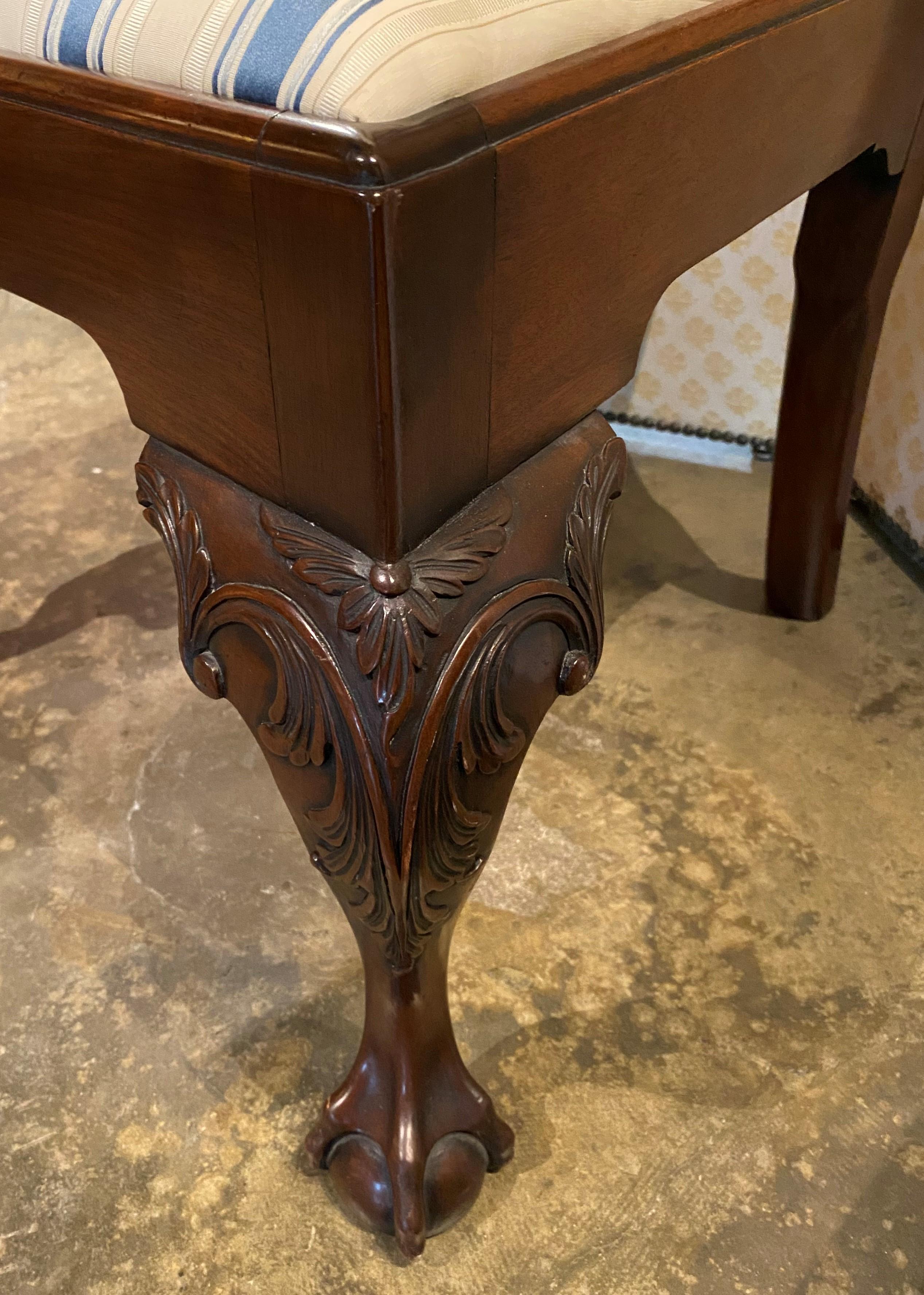 Pair of Philadelphia Chippendale Style Carved Mahogany Side Chairs 2