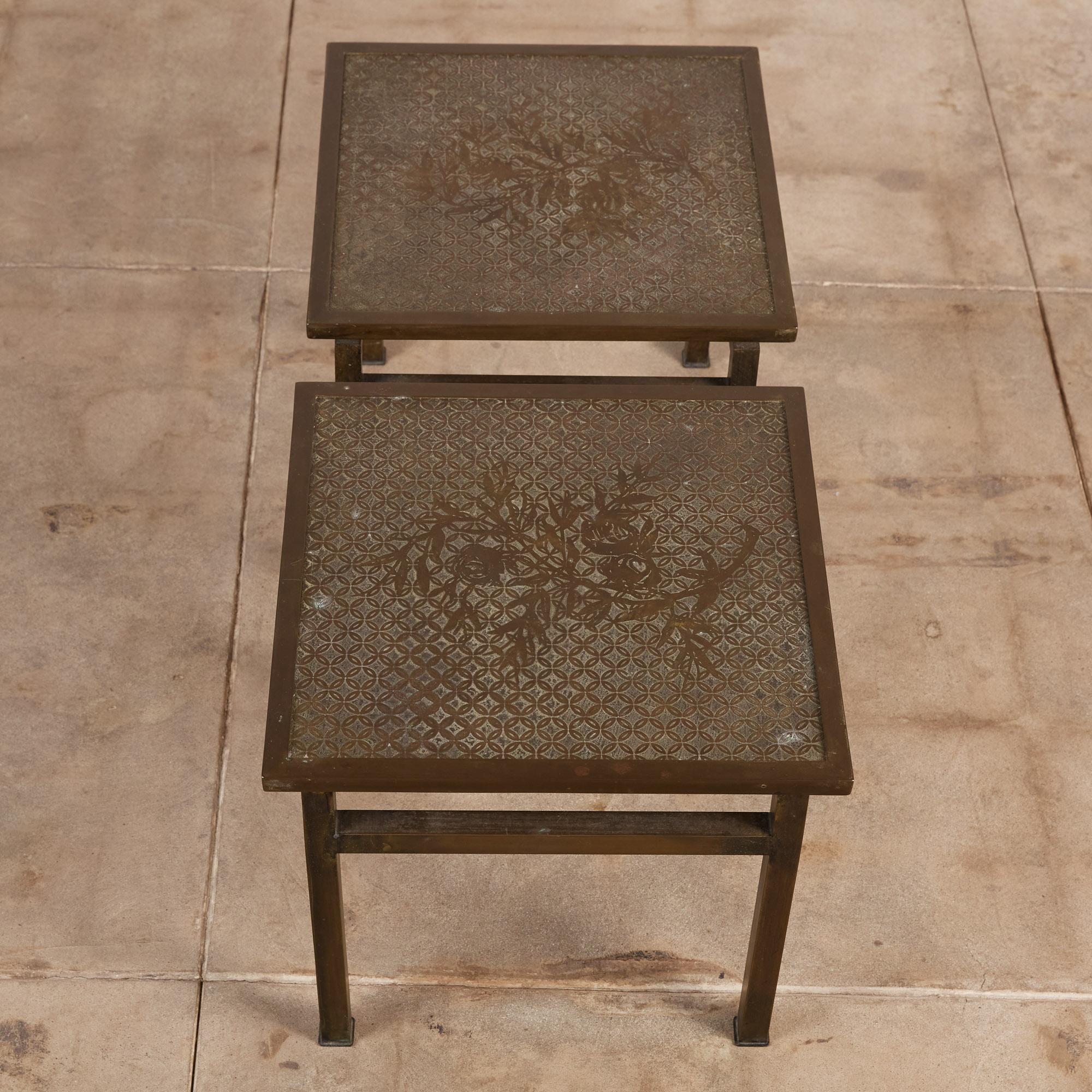 Pair of Philip and Kelvin Laverne Acid Etched Bronze Side Tables 7