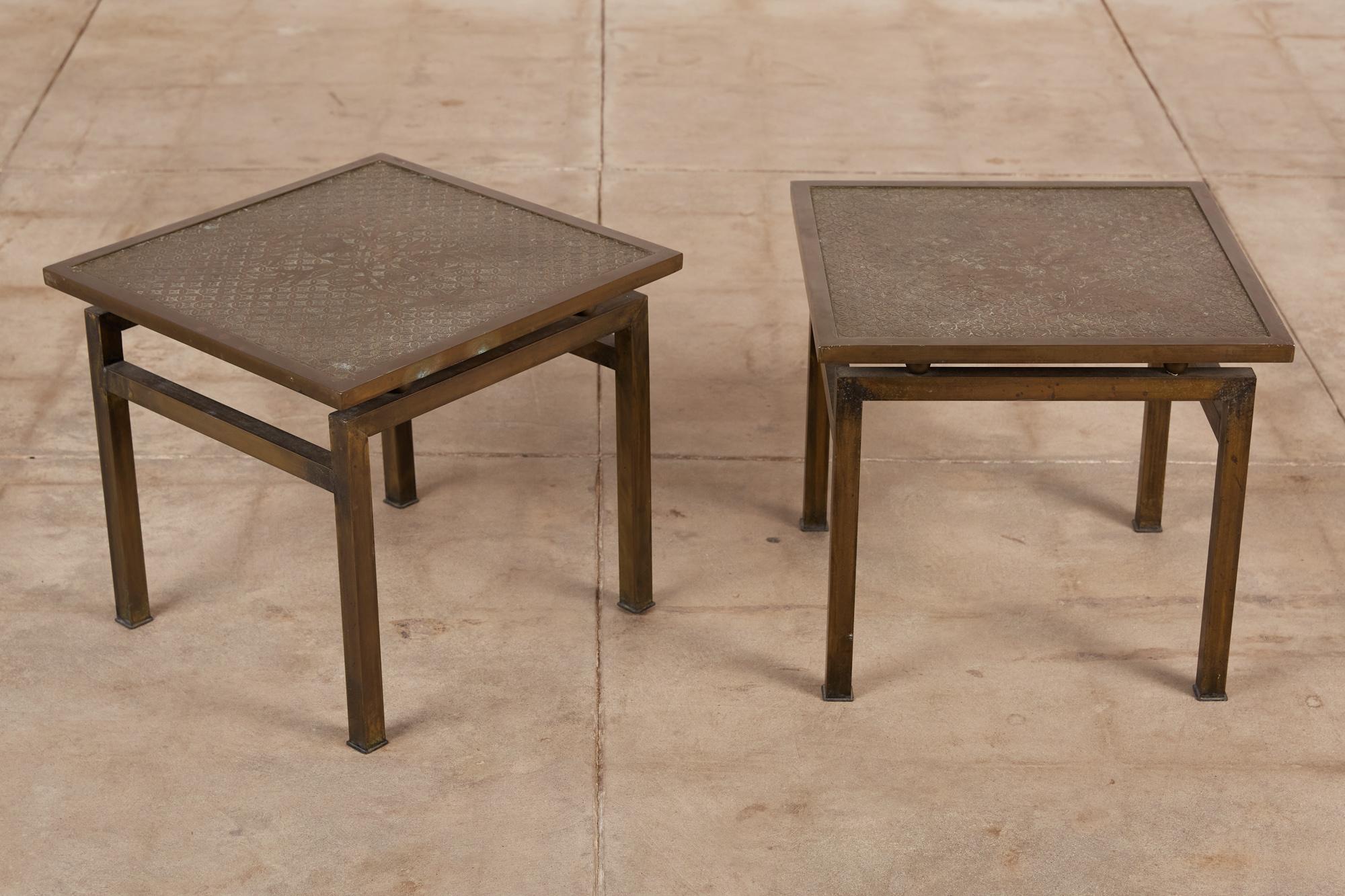 Pair of Philip and Kelvin Laverne Acid Etched Bronze Side Tables 8