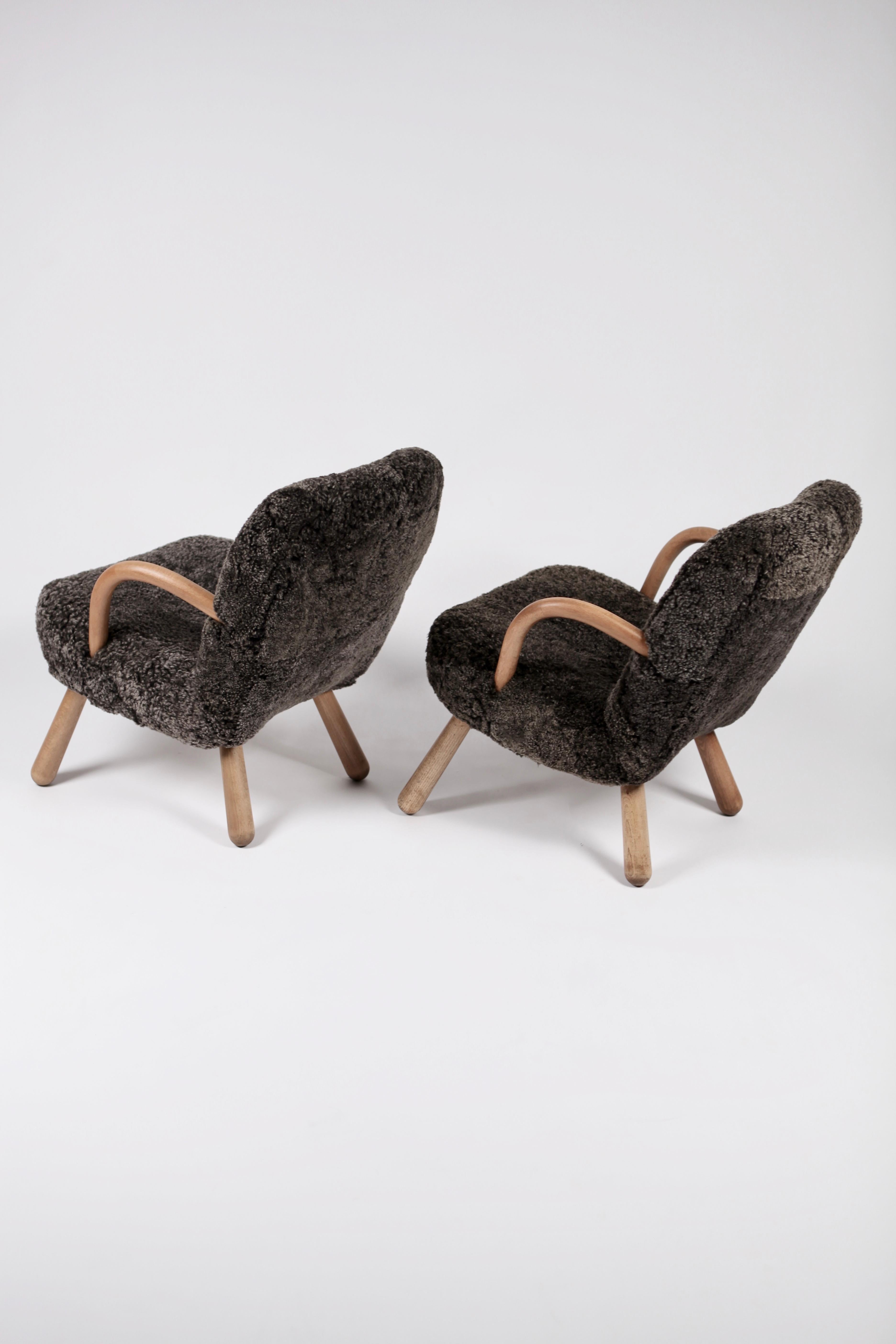 Pair of Philip Arctander Attributed Clam Chairs, 1950s 1