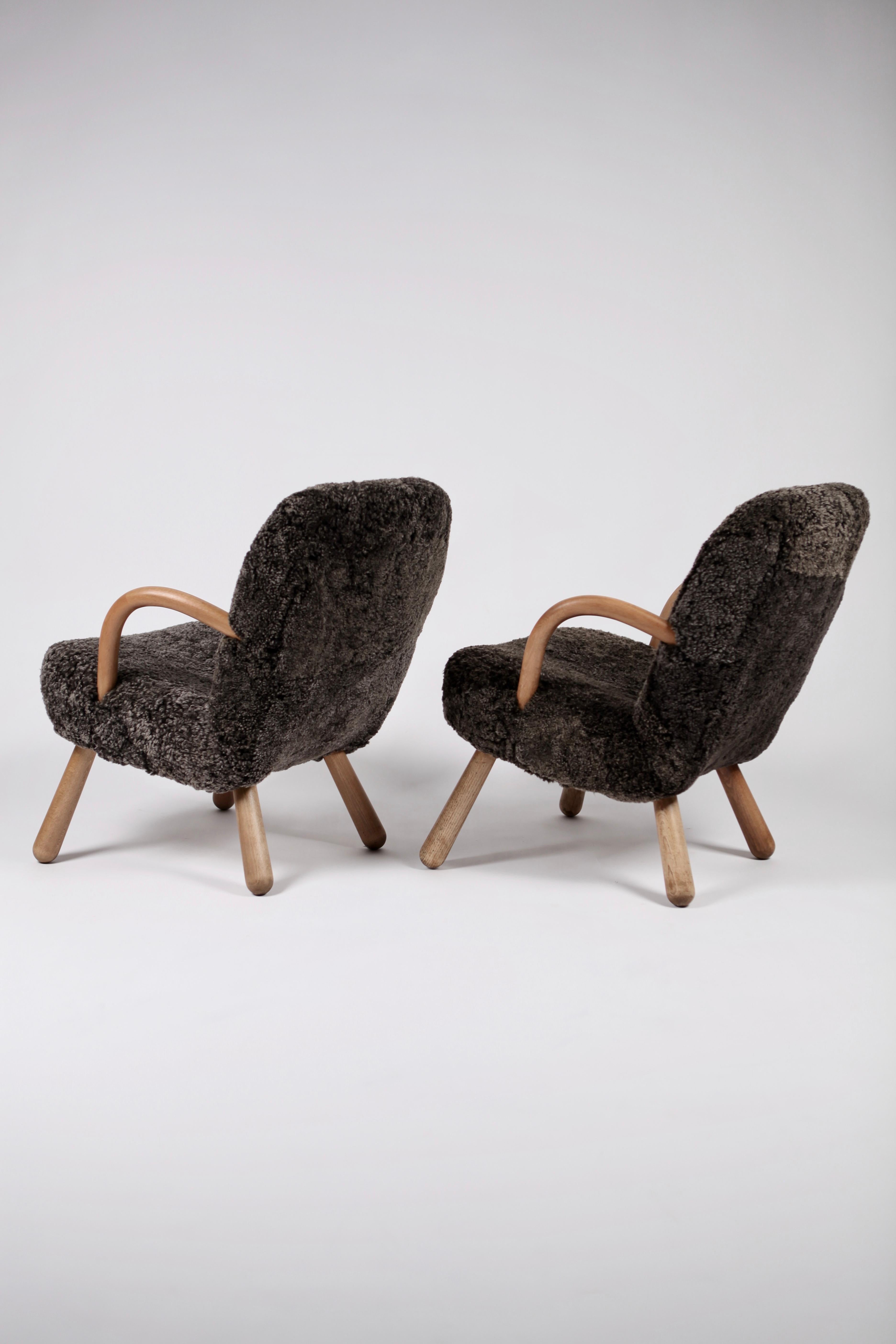 Pair of Philip Arctander Attributed Clam Chairs, 1950s 2