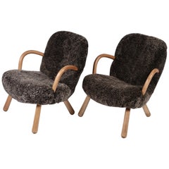 Pair of Philip Arctander Attributed Clam Chairs, 1950s