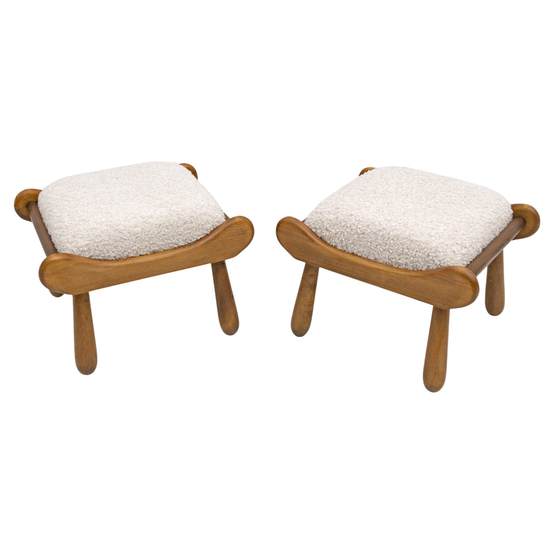 Paire de tabourets en hêtre de style Philip Arctander, mi-siècle moderne, années 1960