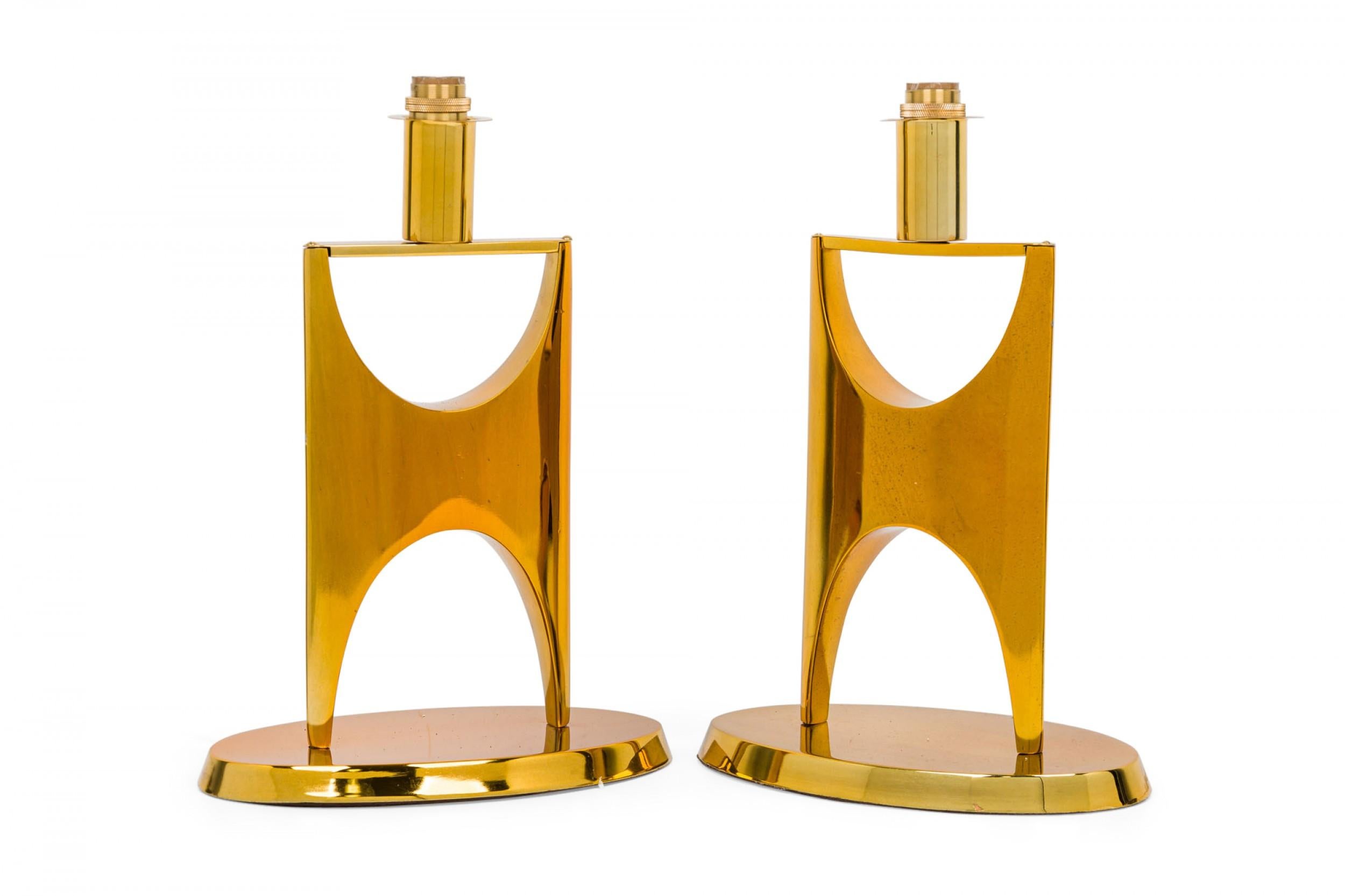 Pair of Philippe Hiquily Mid-Century French Gilt Bronze Table Lamps For Sale 2