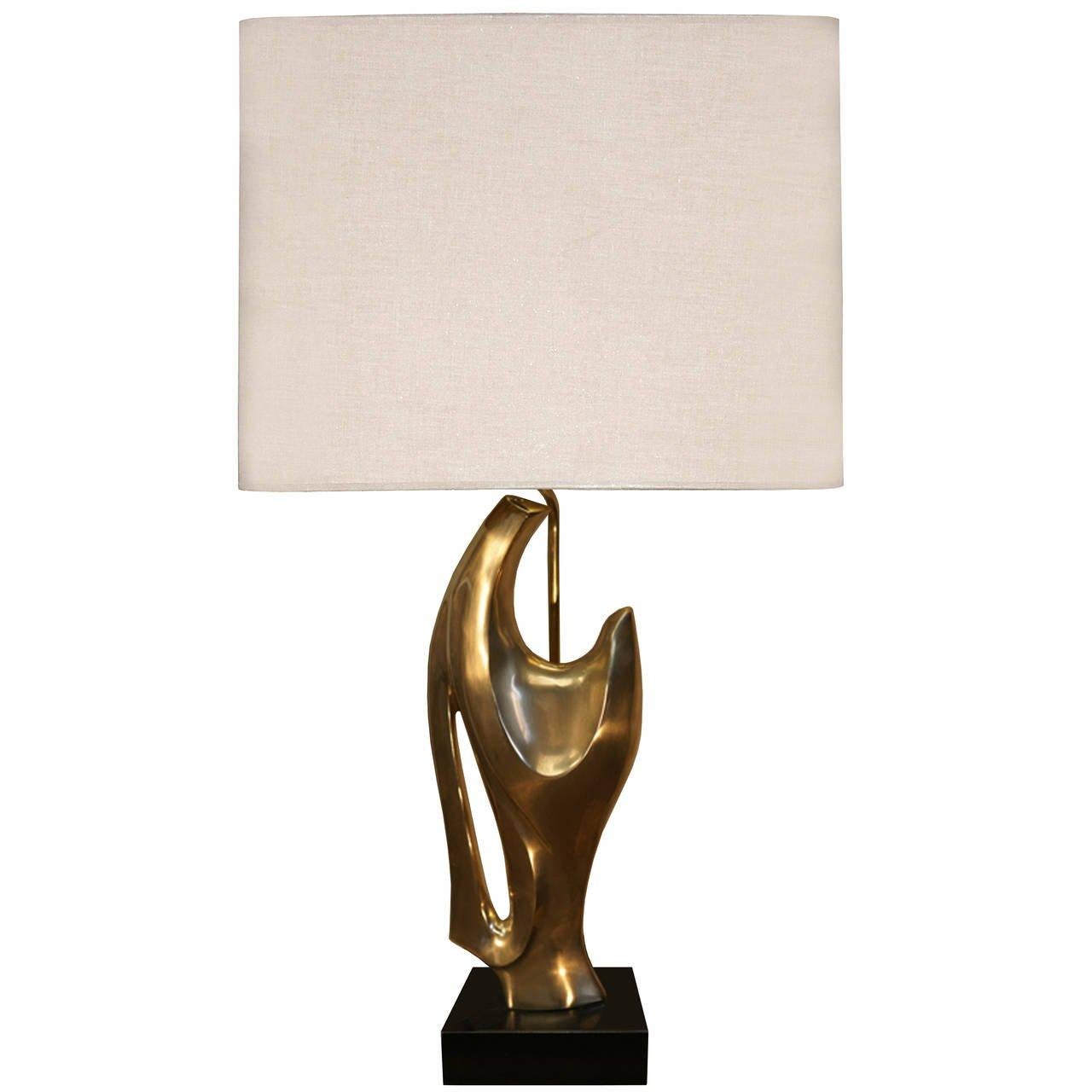 Pair of Philippe Jean Abstract Sculptural Bronze Lamps In Excellent Condition For Sale In New York, NY