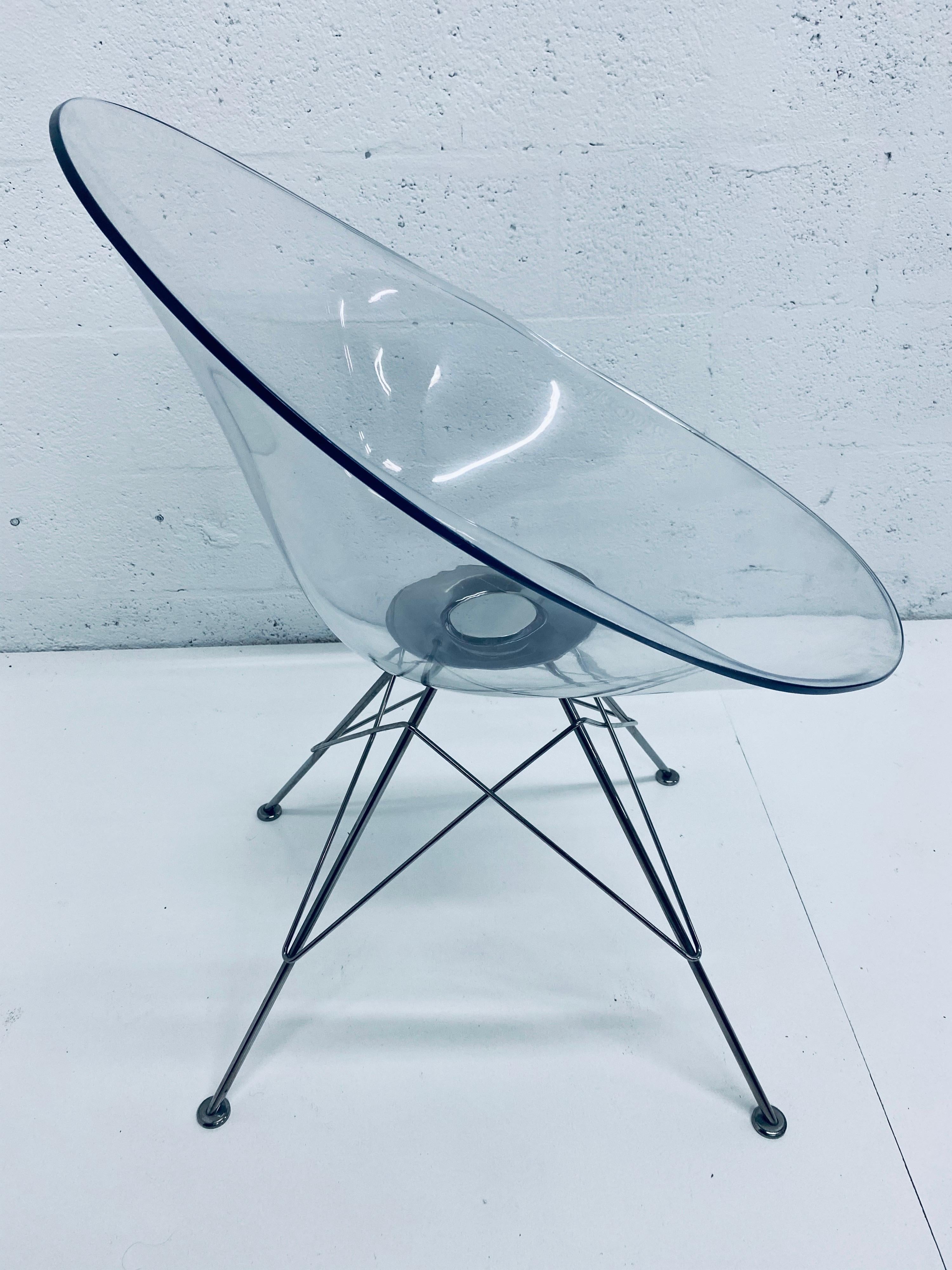 Italian Pair of Philippe Starck Clear Ghost “Eros” Chairs for Kartell