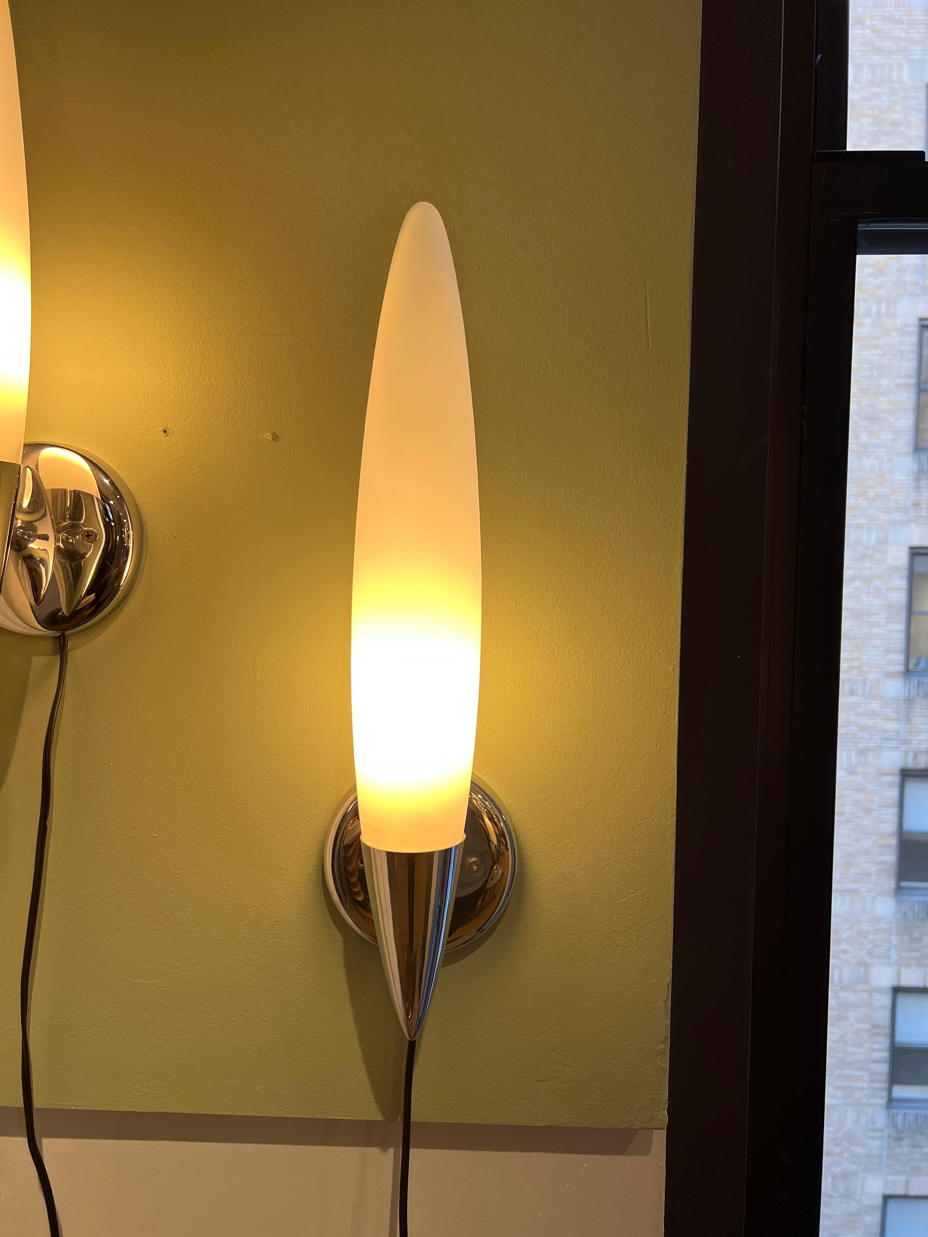 Opaline Glass Pair of Philippe Starck Sconces For Sale