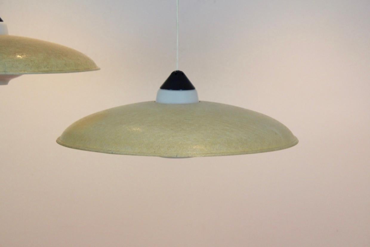 Pair of Philips Fiberglass and Opal Glass Pendant Lamps by Louis Kalff, 1950s 2