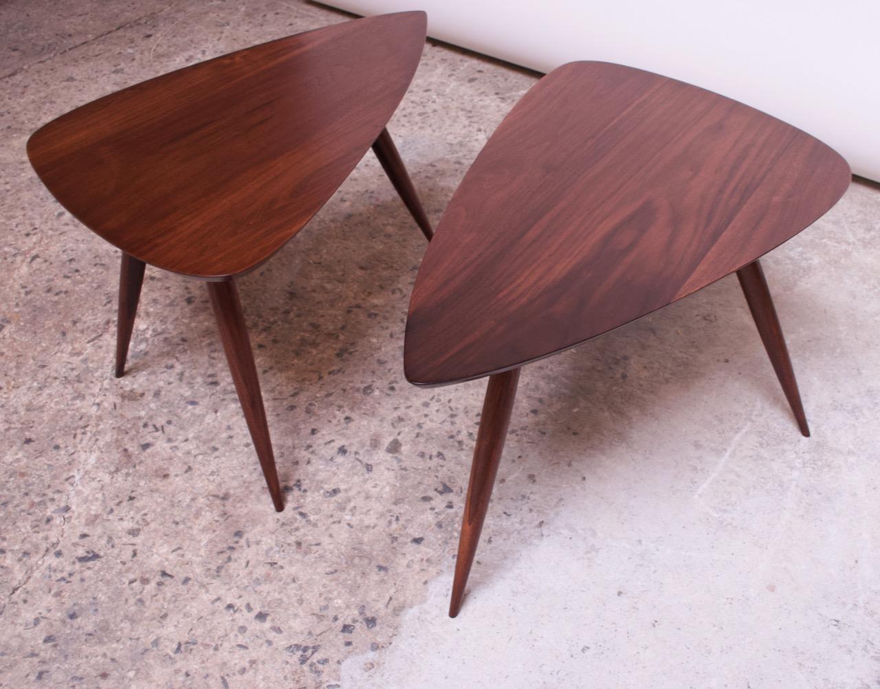 Mid-Century Modern Pair of Phillip Lloyd Powell Sculptural Side Tables in Black Walnut For Sale