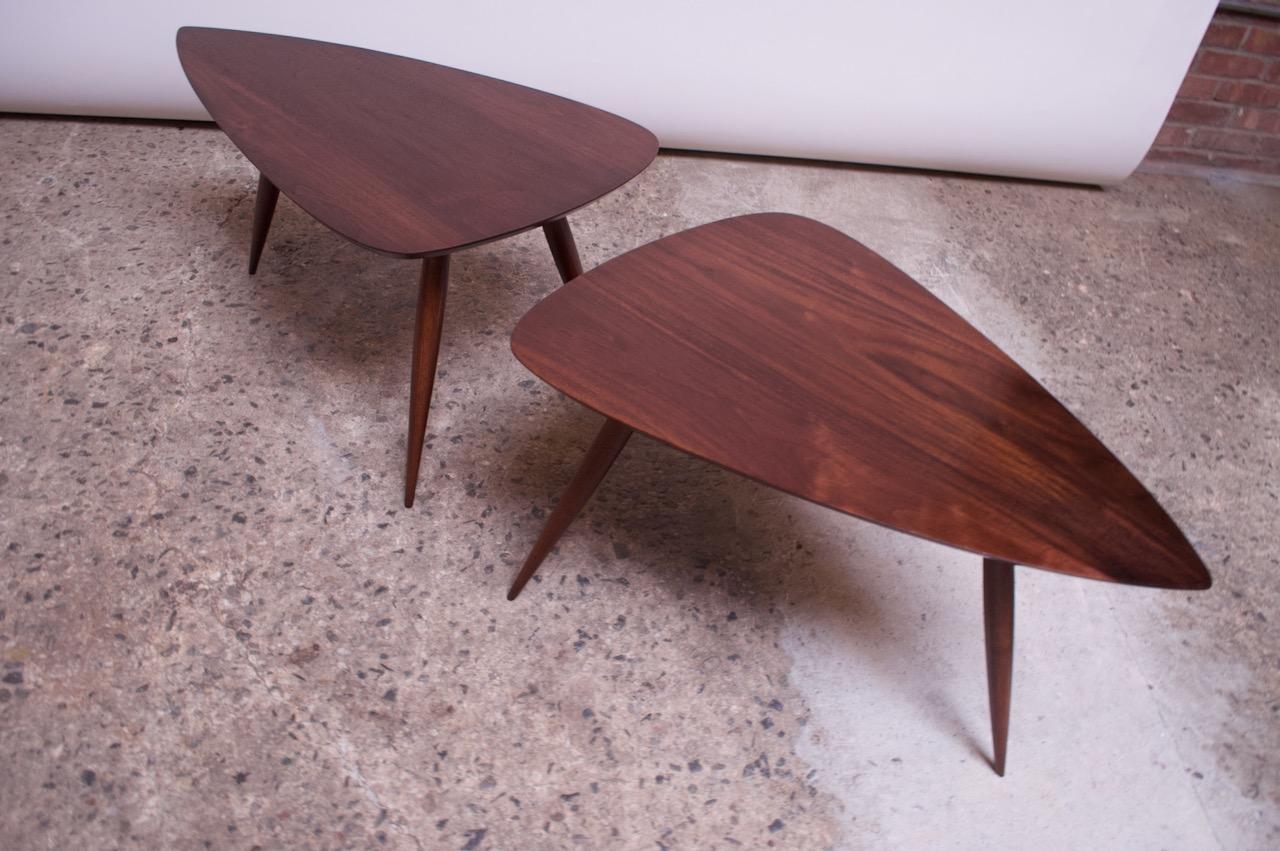 American Pair of Phillip Lloyd Powell Sculptural Side Tables in Black Walnut For Sale