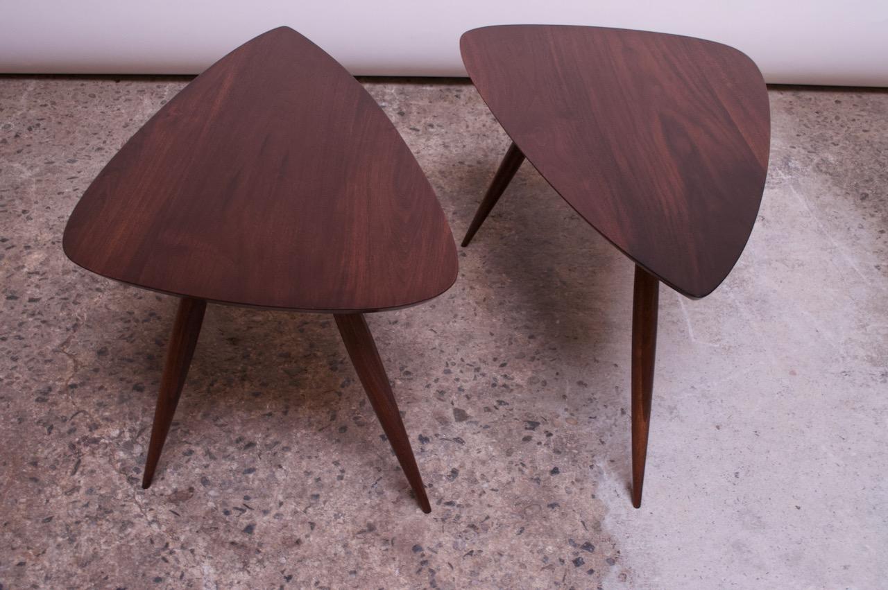 Mid-20th Century Pair of Phillip Lloyd Powell Sculptural Side Tables in Black Walnut For Sale