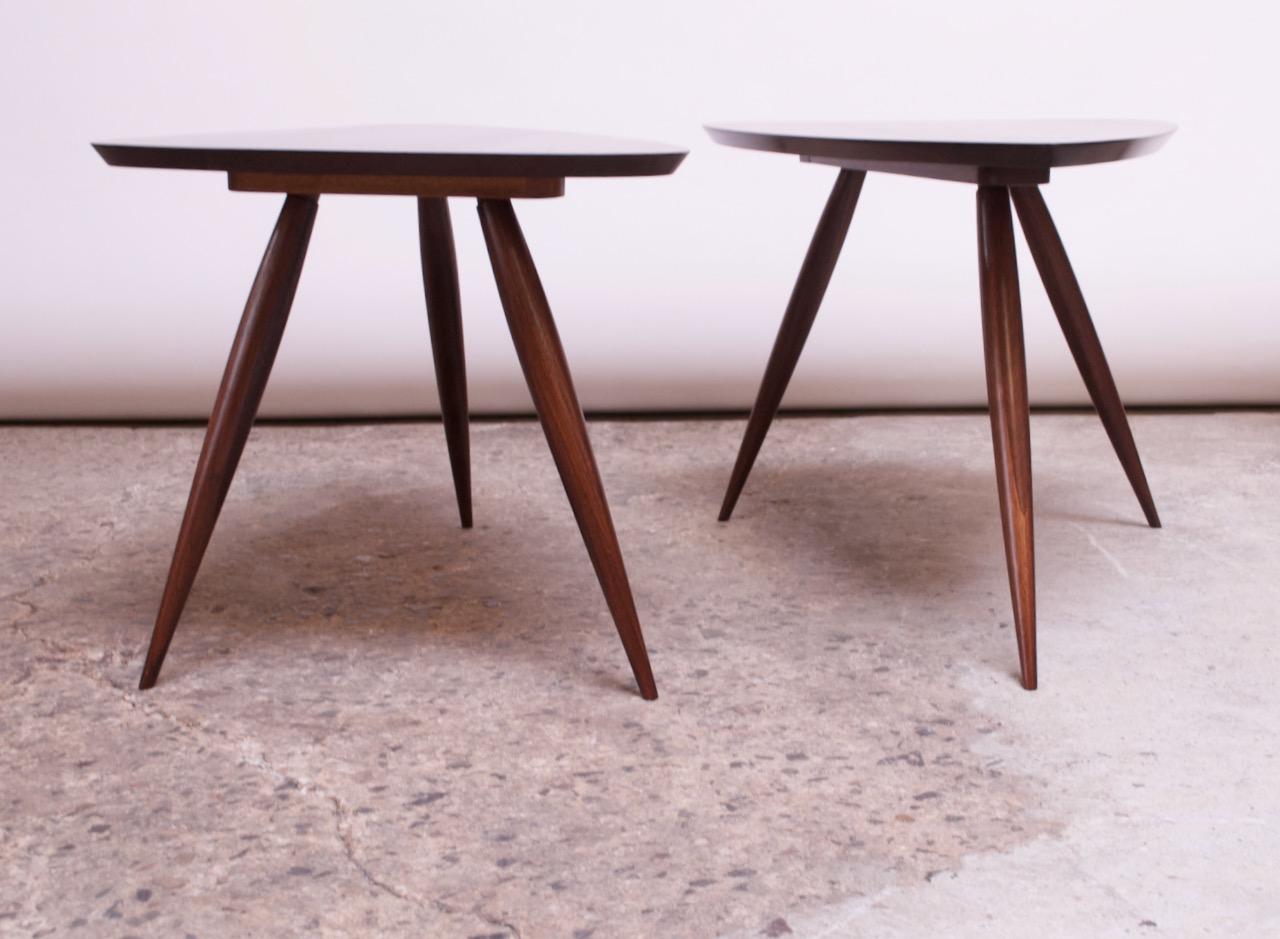 Pair of Phillip Lloyd Powell Sculptural Side Tables in Black Walnut For Sale 1