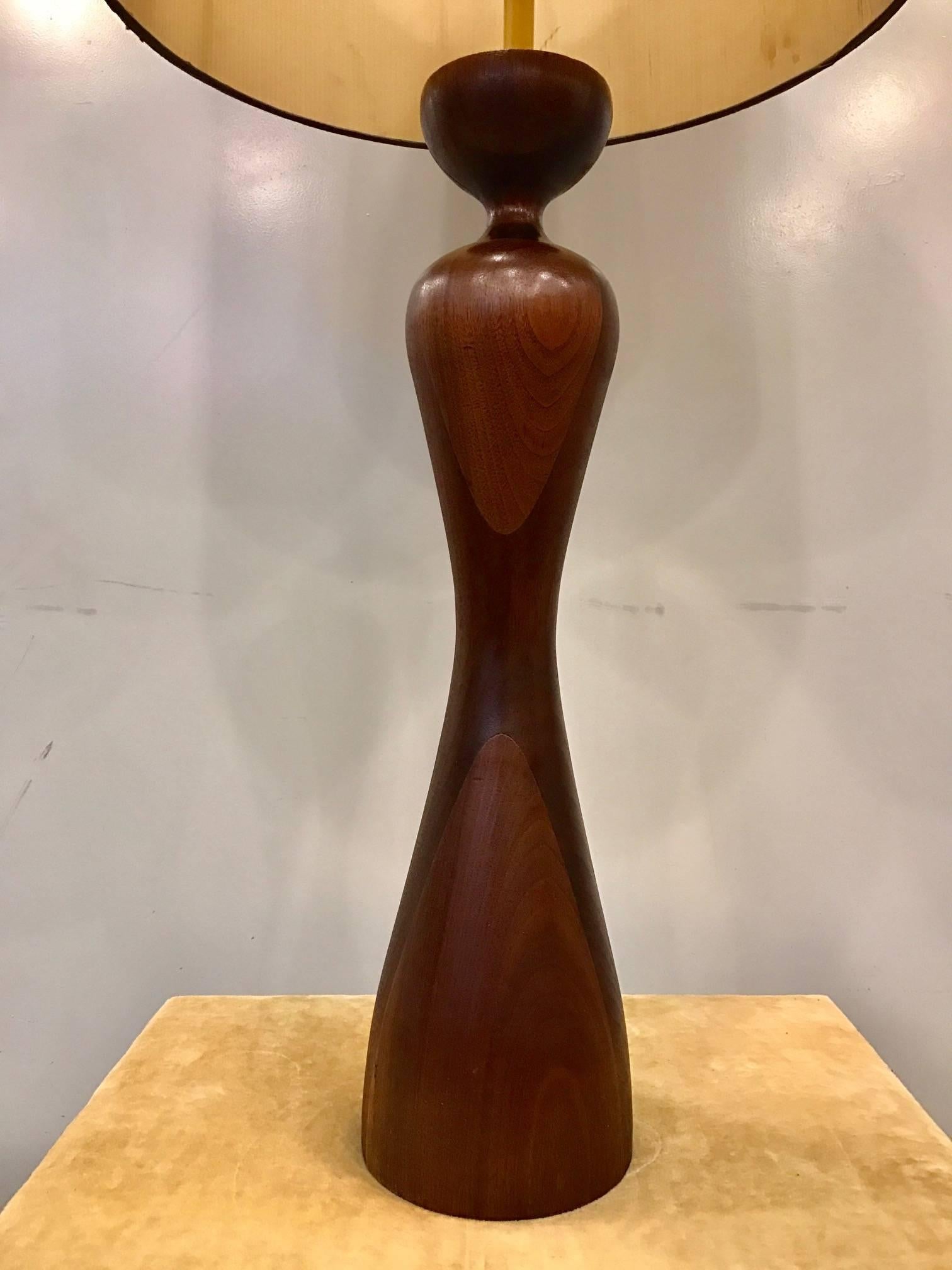 Pair of Phillip Lloyd Powell sculptural walnut lamps.
Measures: 39