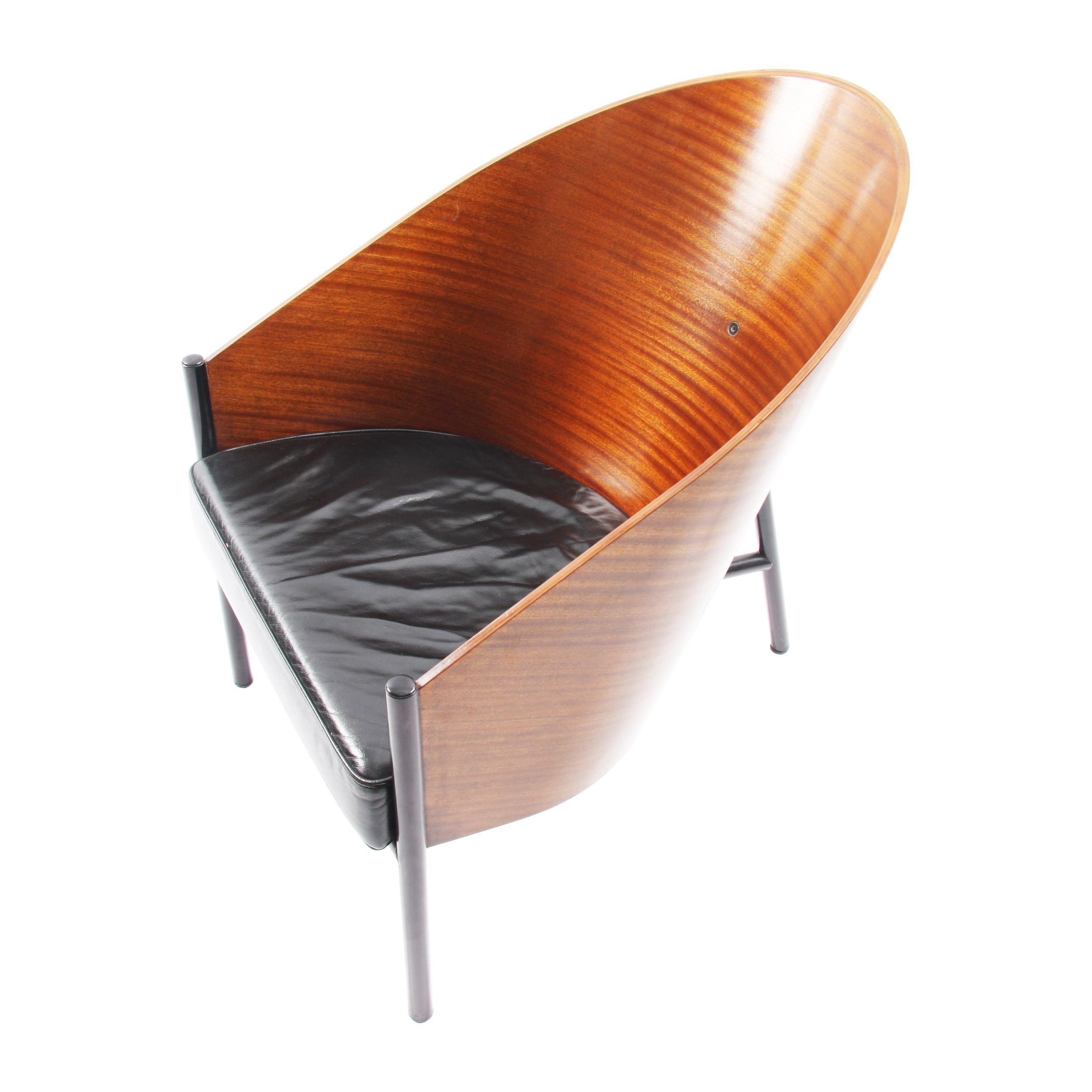 Modern Pair of Phillippe Starck Wood and Leather Chairs