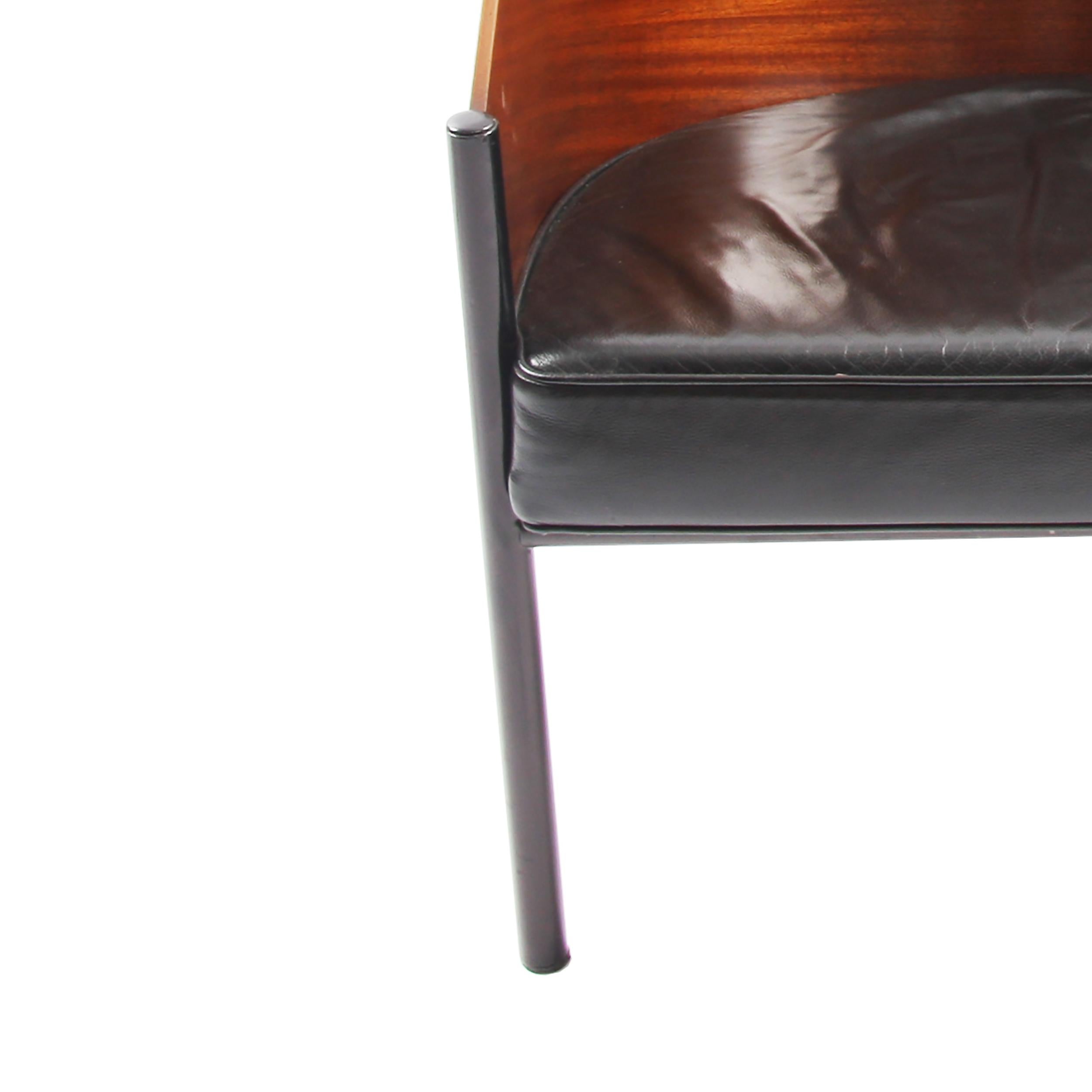 French Pair of Phillippe Starck Wood and Leather Chairs