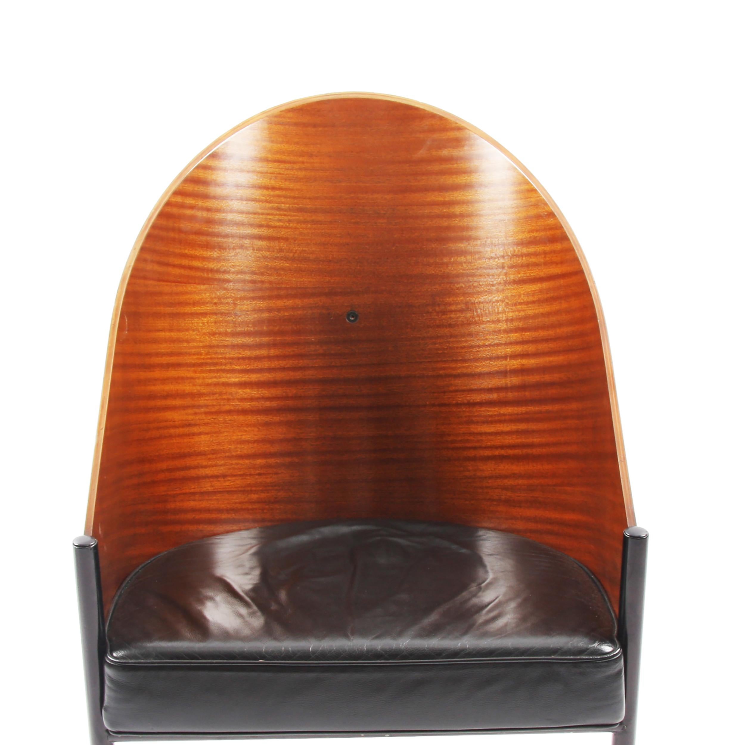 Pair of Phillippe Starck Wood and Leather Chairs In Good Condition In London, GB