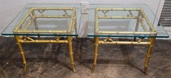 Pair of Phyllis Morris Faux Bamboo Gold Side Tables