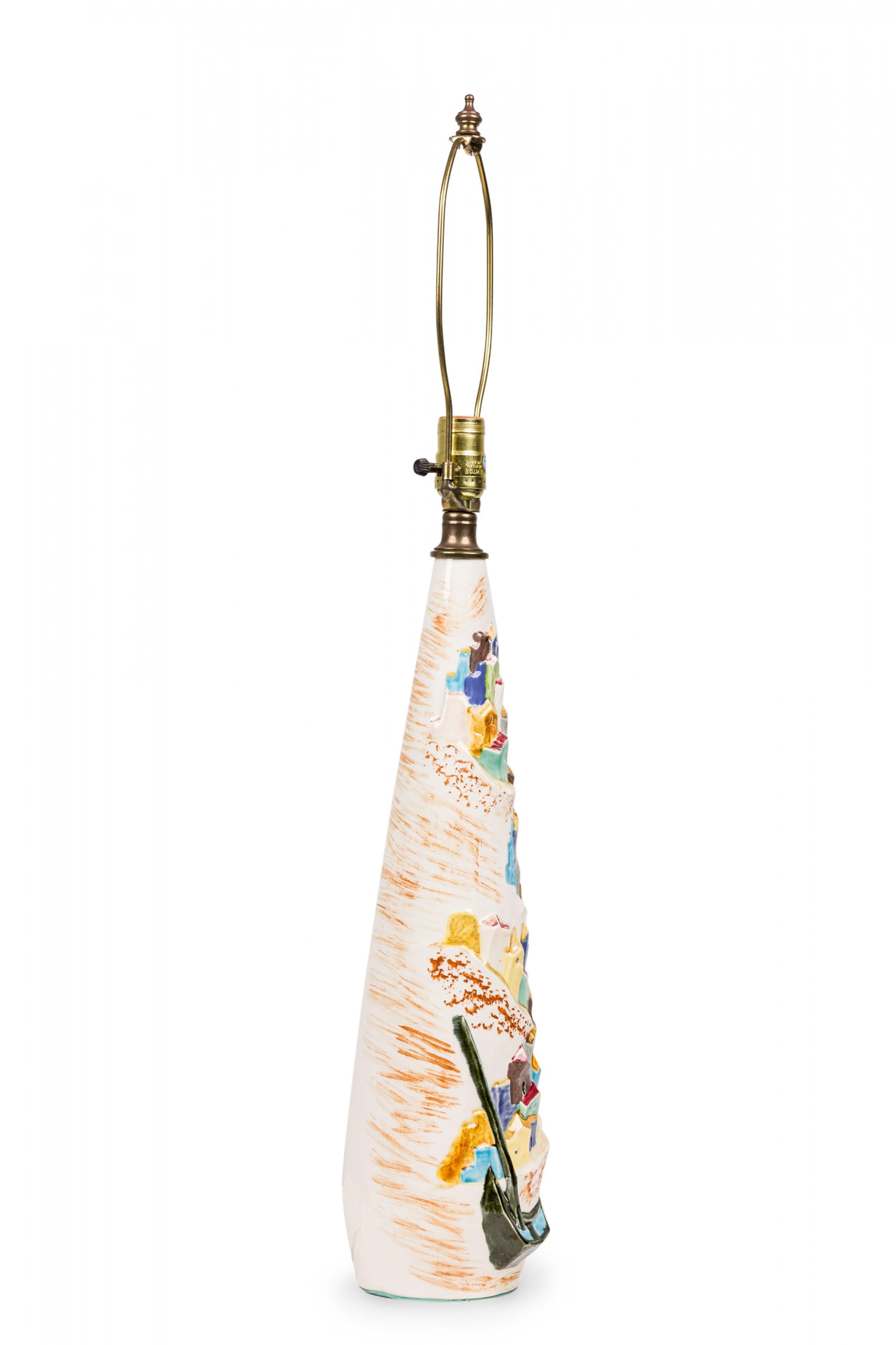 Paire de lampes de table de village en porcelaine Phyllis Morris du milieu du siècle dernier Bon état - En vente à Queens, NY