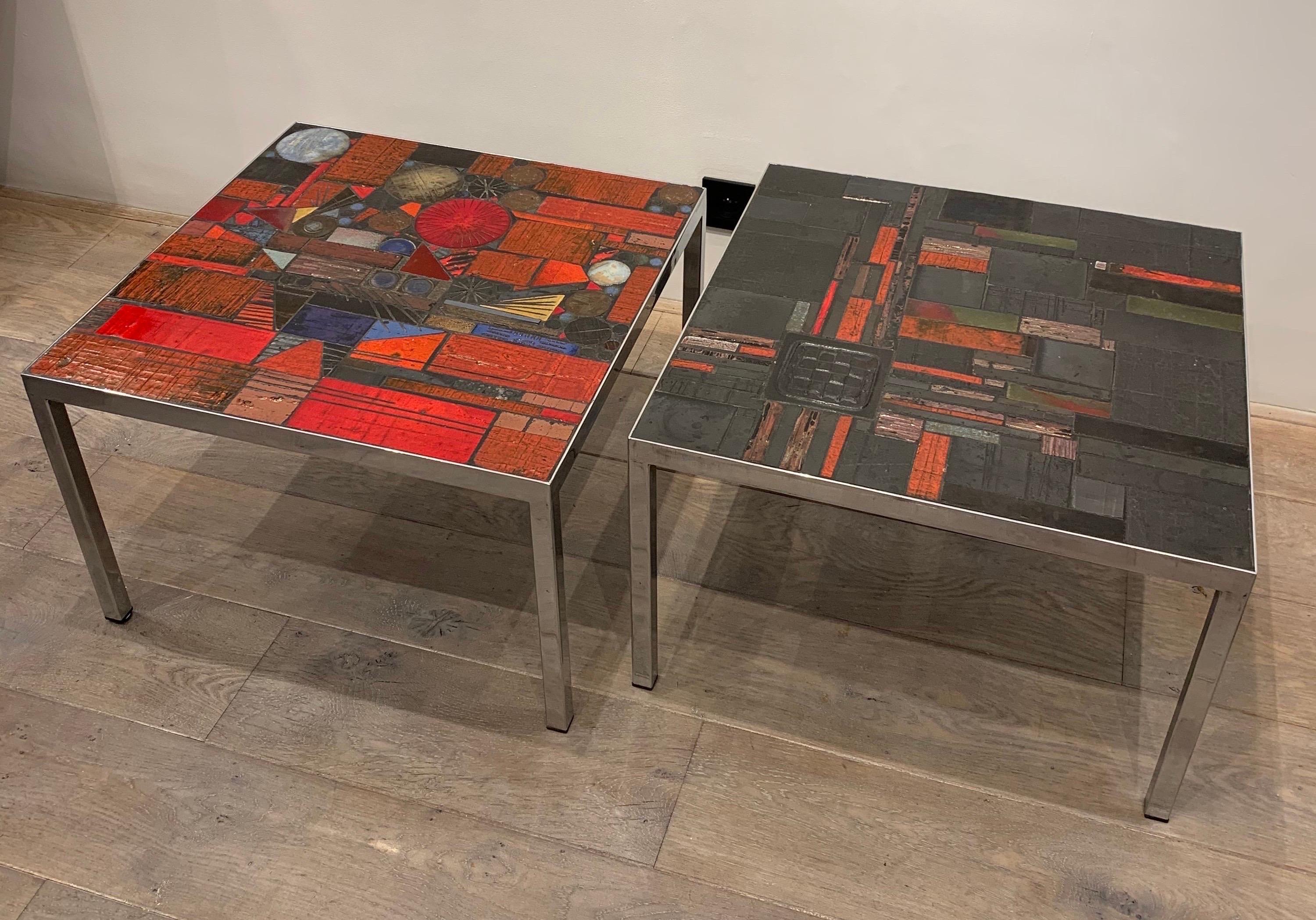 Belgian Early Pair of Pia Manu Side Tables, 1960s