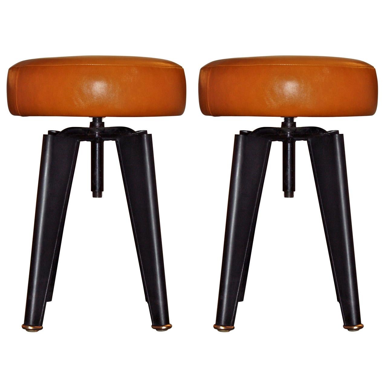 Pair of Piano Stools by Dominique for the Clemenceau Aircraft Carrier
