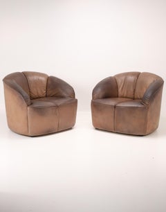 Coppia di sedie da salotto in pelle "Piccolino" di Walter Knoll, anni '60