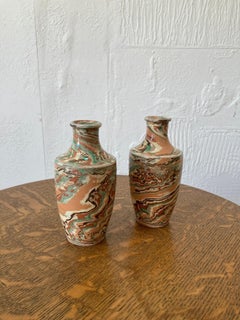 Pair of Pichon Agate ware vases, Uzès, France.