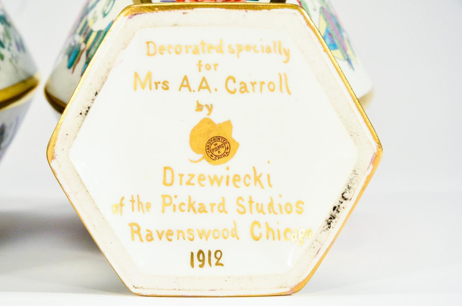 Pareja de jarrones japoneses Pickard pintados a mano y firmados por un artista, circa1912 en venta 4