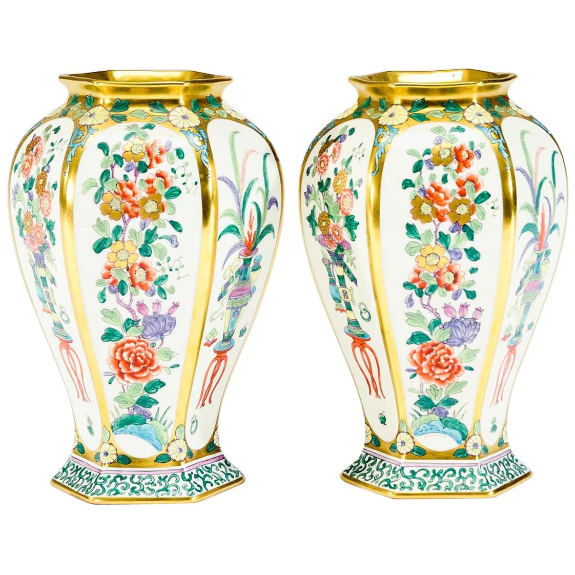 Pair of Pickard Hand Painted Artist Signed Japonesque Vases, circa1912