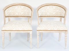 Pair of Pickled Wood Swedish Style Tub Chairs