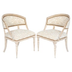 Pair of Pickled Wood Swedish Style Tub Chairs