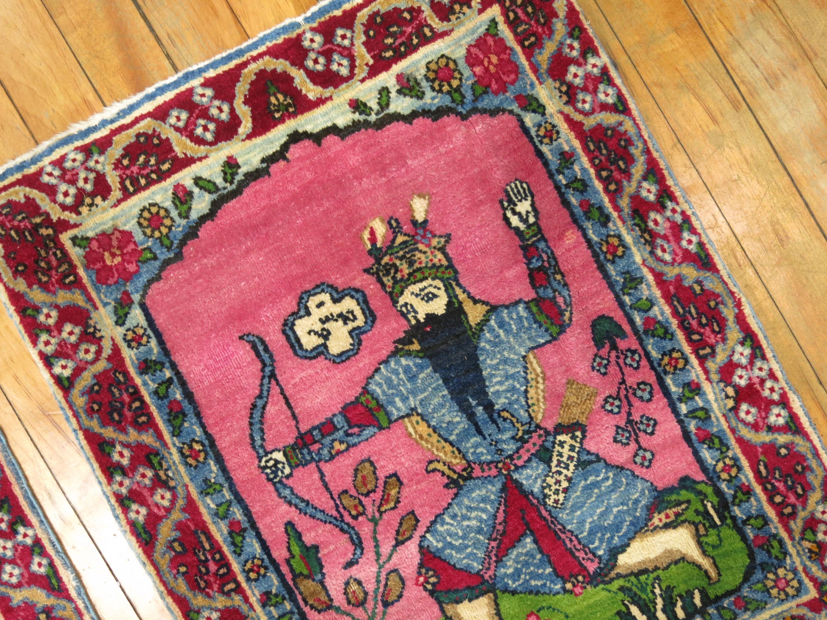 Pair of Pictorial Persian Rugs In Good Condition In New York, NY