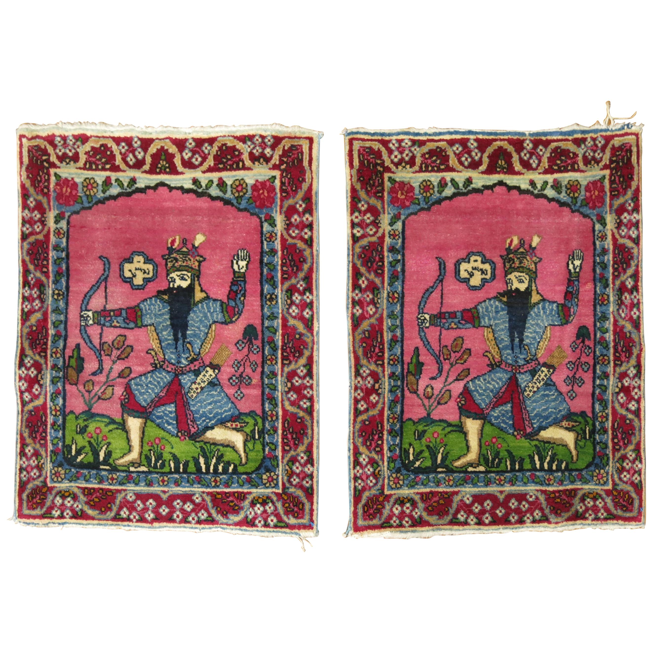 Pair of Pictorial Persian Rugs
