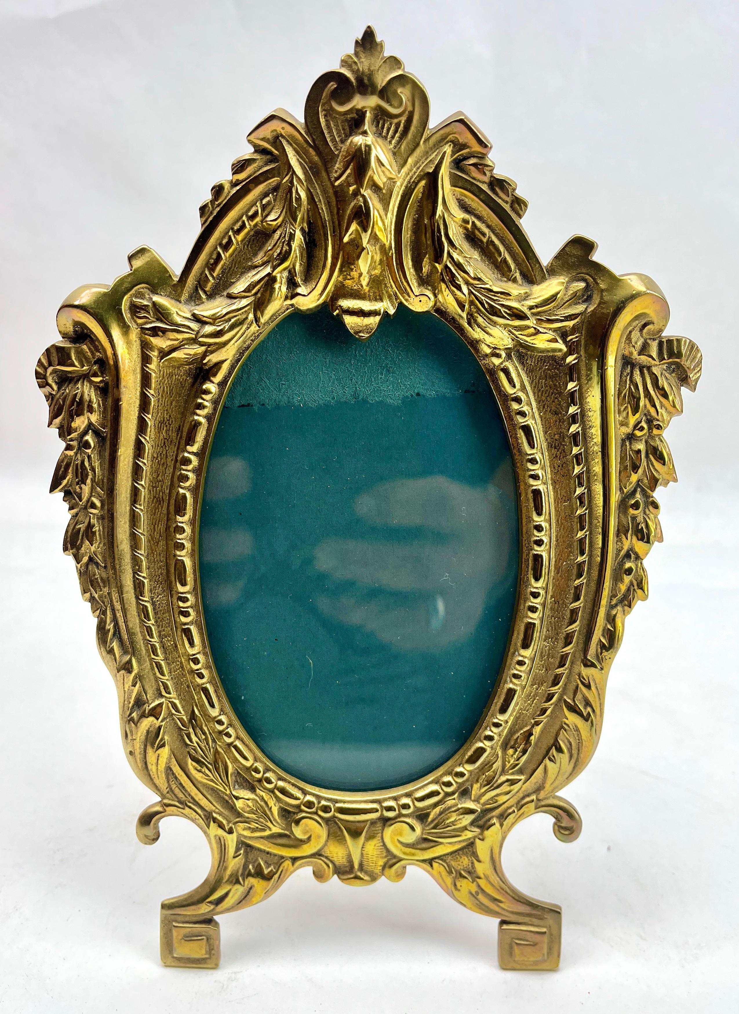 French Pair of Picture Frame, Polished Brass, Made by J.H. France, 1900s For Sale